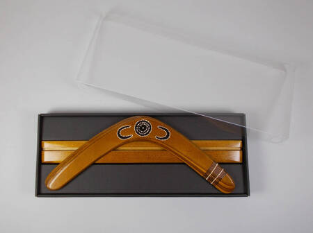 Gift set Ethno Banana Straightening Spears boomerang with stand in a special box