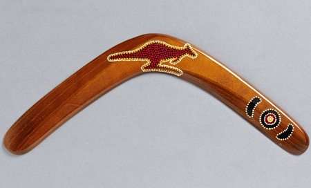 Killer Ethno Kangaroo Dot Art wooden returning boomerang