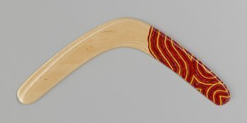 Banan Ethno Tjukurrpa decorated wooden returning boomerang