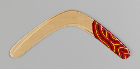 Banan Ethno Tjukurrpa decorated wooden returning boomerang