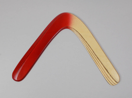 Glider Red returning wooden boomerang