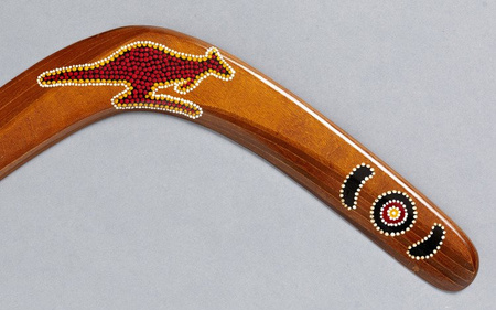 Killer Ethno Kangaroo Dot Art wooden returning boomerang