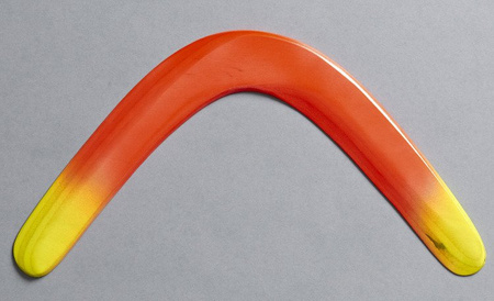 Rogal Fluoro Orange returning wooden boomerang